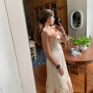 Anthropologie, Hutc Floral Hem Maxi Dress Camera, Pink